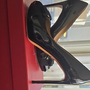 Salvatore Ferragamo Patent Black Heels